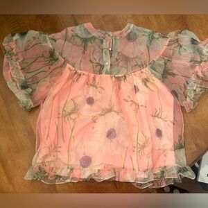 Cynthia Rowley Floral Sheer Pink Blouse